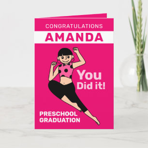 Funny Pink Girl Preschool Graduation Card