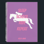Funny Pink Horse Riding Girl Jumping School Notebook<br><div class="desc">After school we ride! Great gifts for girls who love horses and riding - customise it with any name you like!</div>
