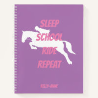 Funny Pink Horse Riding Girl Jumping School