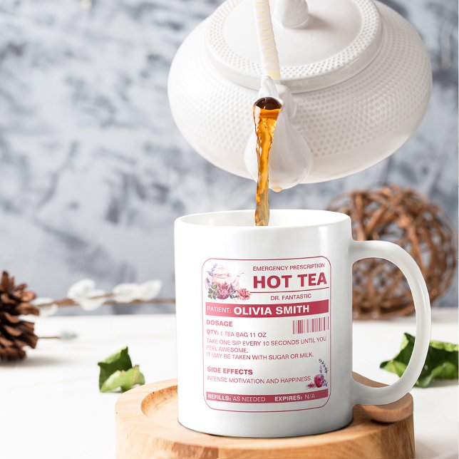 Funny Pink Hot Tea Prescription Tea Coffee Mug (Creator Uploaded)