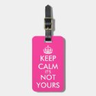 Funny Pink Keep Calm travel luggage tag for women