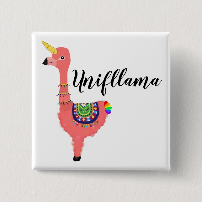 Funny Pink Magical Unicorn Flamingo Llama Animal 15 Cm Square Badge (Front)