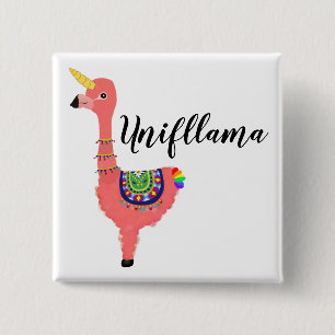 Funny Pink Magical Unicorn Flamingo Llama Animal 15 Cm Square Badge