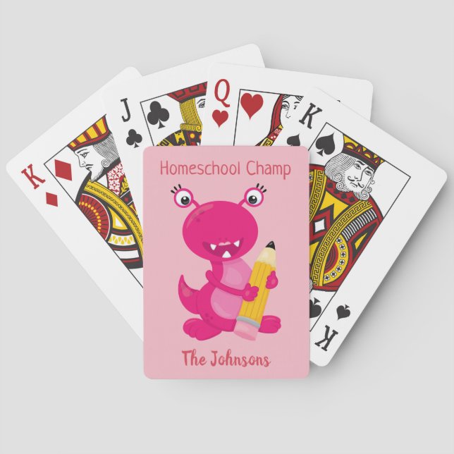 Funny Pink Monster Homeschool Champ Playing Cards (Back)