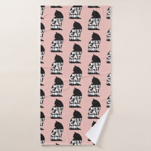 Funny Pink Mother's Day Best Cat Mum Ever Bath Towel