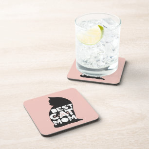 Funny Pink Mother's Day Best Cat Mum Ever Coaster