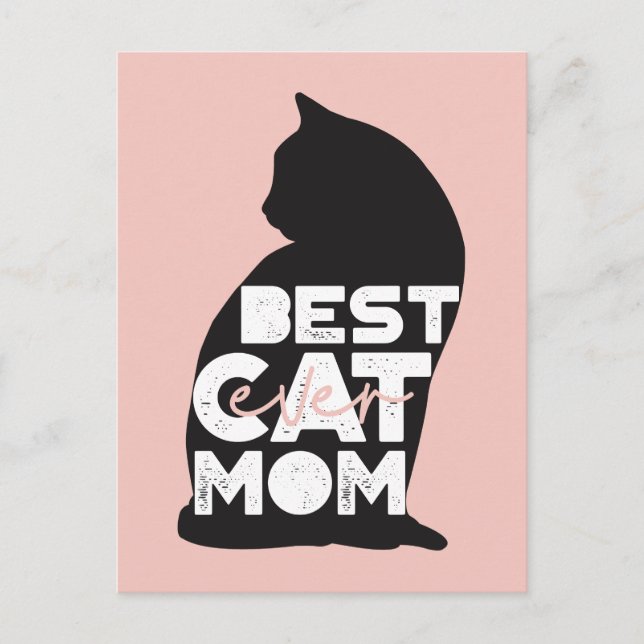 Funny Pink Mother's Day Best Cat Mum Ever Holiday Postcard (Front)