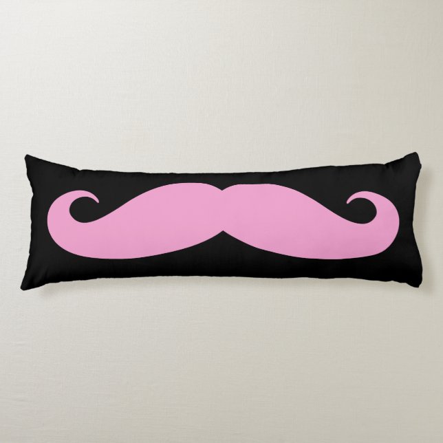 Funny pink mustache girl's bedroom bed decor body cushion (Front)