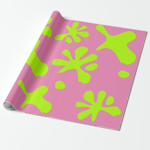 Funny pink & neon green slime pattern kids wrapping paper