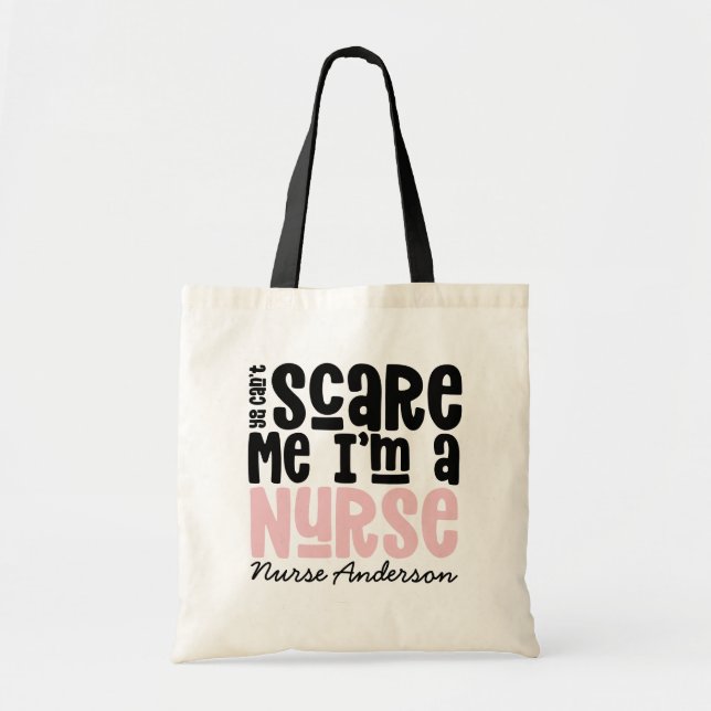 Funny pink nurse typography thanks you modern tote bag (Front)