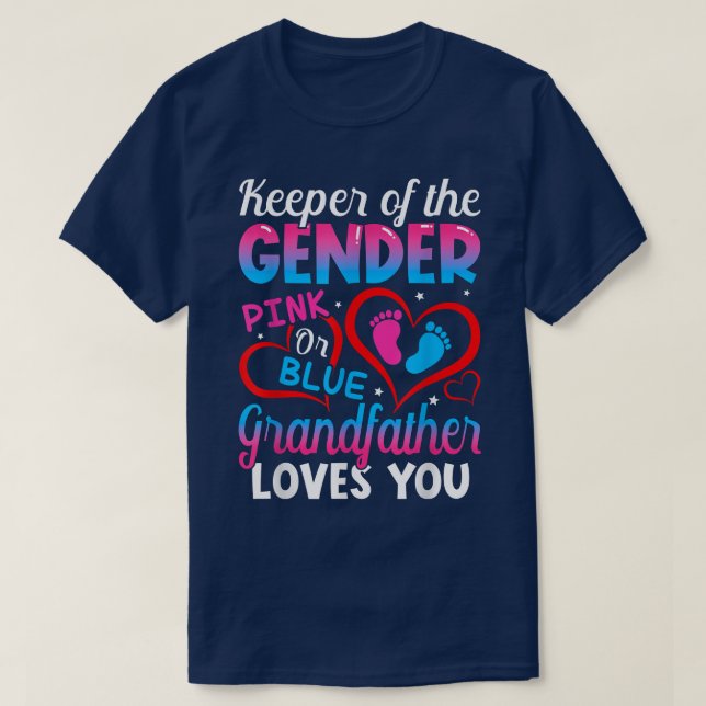 Funny Pink Or Blue Grandfather Loves You Gender Re T-Shirt (Design Front)