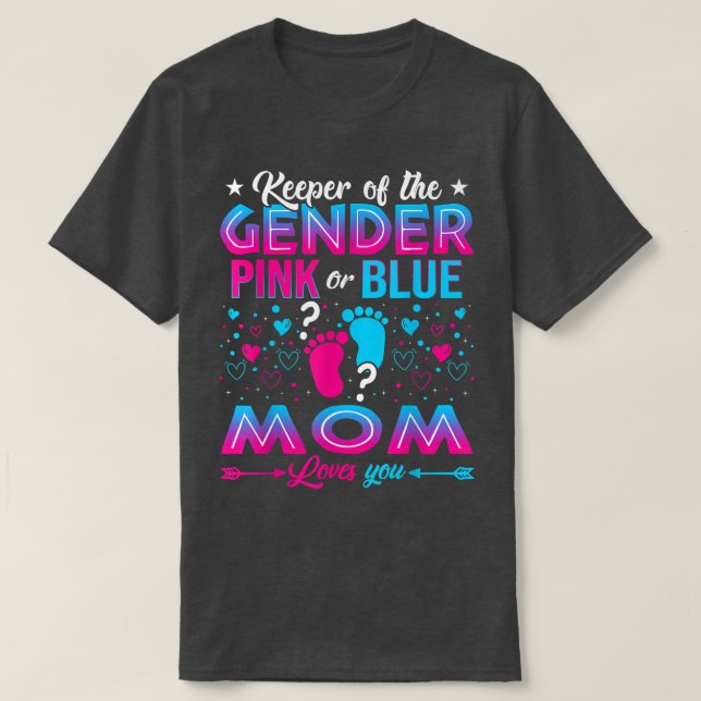 Funny Pink Or Blue Mom Loves You Gender Reveal Cut T-Shirt (Design Front)