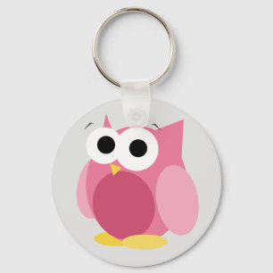 Funny Pink Owl Keychain