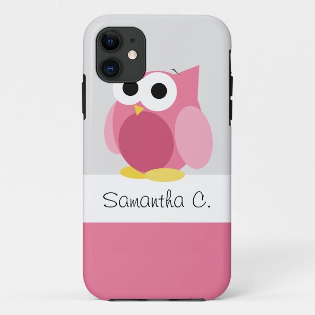 Funny Pink Owl - Personalised iPhone 5 Case (Back)