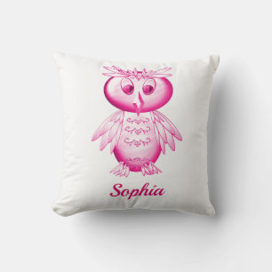 Funny Pink Owl Personalised kids Cushion