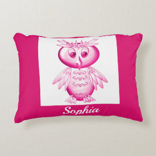 Funny Pink Owl Personalised kids Decorative Cushion