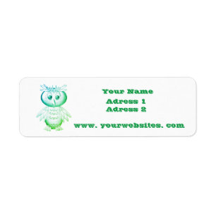 Funny Pink Owl Personalised kids Return Address Label