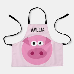 Funny pink piggy cartoon custom small kid's apron