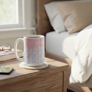 Funny Pink Plaid Drip I Woke Up Coffee Mug
