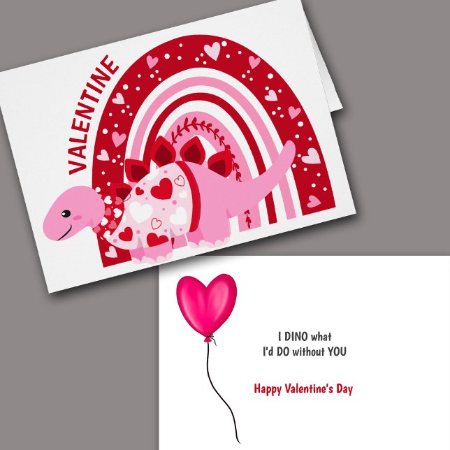 Funny Pink Rainbow Dinosaur Valentine (Creator Uploaded)