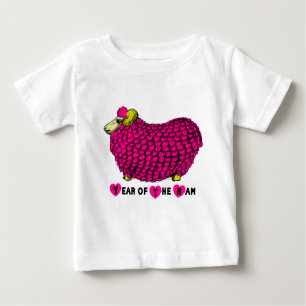 Funny Pink Ram Chinese New Year Zodiac B White T Baby T-Shirt