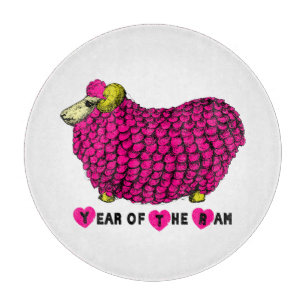 Funny Pink Ram Chinese Year Zodiac Cutting Board