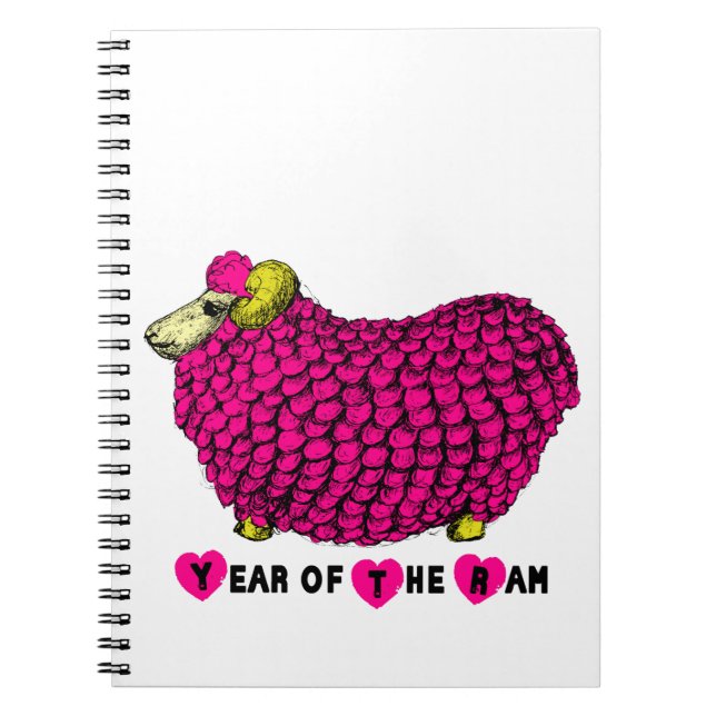 Funny Pink Ram Chinese Year Zodiac Notebook (Front)