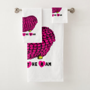 Funny Pink Ram Chinese Year Zodiac Towel Set