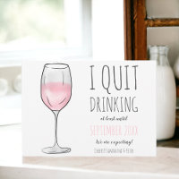 Funny pink rose wine glass quit drinking pregnancy