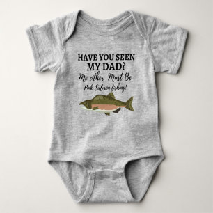 Funny Pink Salmon Fishing Dad Fish Gift  Baby Bodysuit