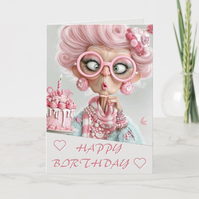 Funny Pink Sassy Aging Card (Front)