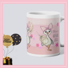 Funny Pink Silly Goose  Custom 1st Birthday Mug
