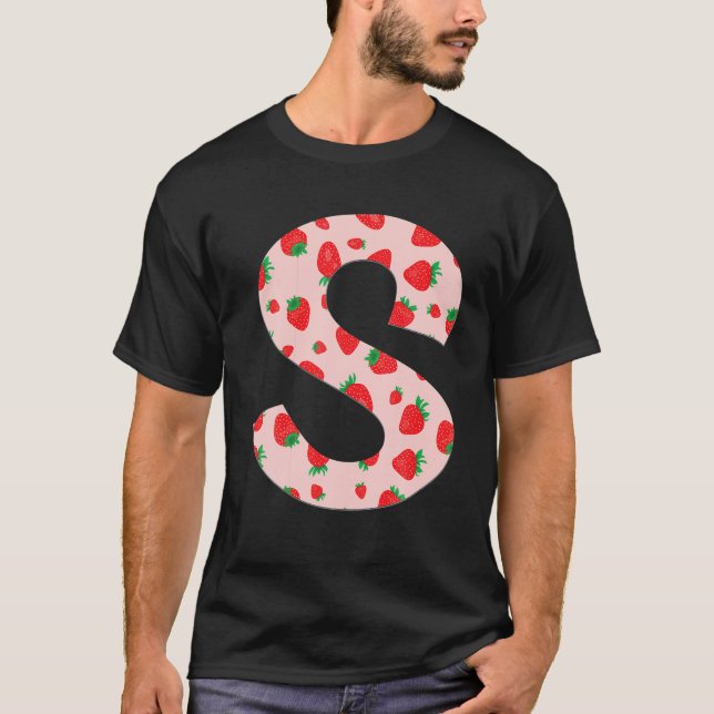 Funny Pink Strawberry Initial Monogram Letter S Gi T-Shirt (Front)