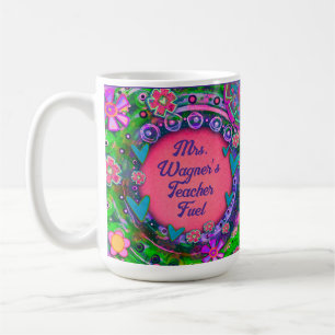 Funny Pink ‘Teacher Fuel’ Custom Name  Coffee Mug