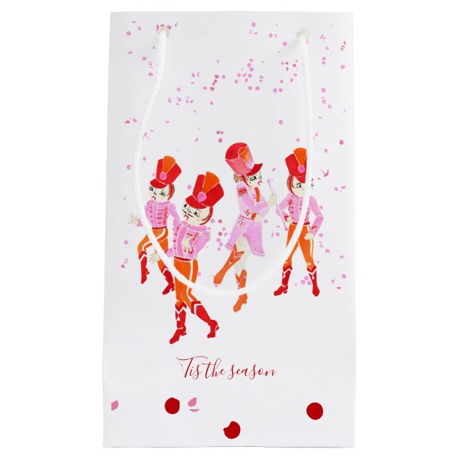Funny Pink Watercolored Nutcracker Ballet Small Gift Bag (Front)