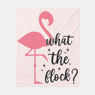 Funny Pink What the Flock Flamingo Fleece Blanket