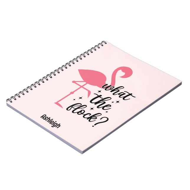 Funny Pink What the Flock Flamingo Personalised Notebook (Left Side)