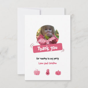 Funny pink & white Halloween birthday. Custom Thank You Card