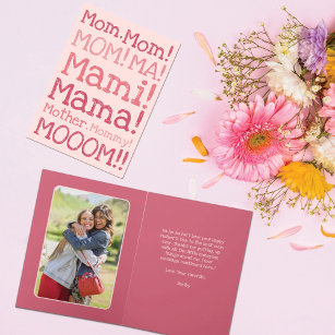 Funny Pink Yelling at Mum Typography Mother's Day Card