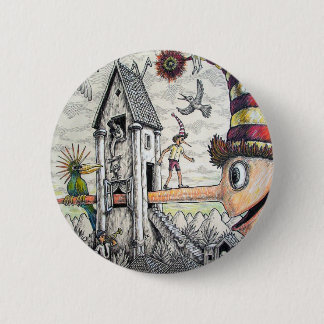 Funny Pinocchio 6 Cm Round Badge