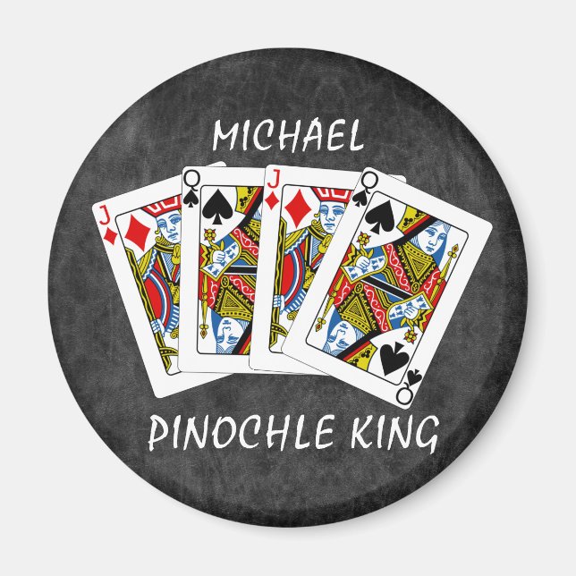 Funny Pinochle King on Black Magnet (Front)