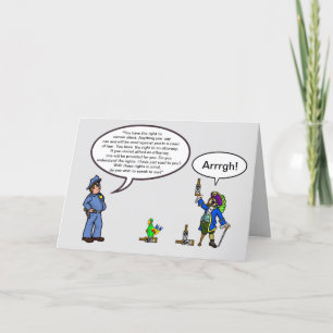 Funny Pirate and Policeman Greeting Card