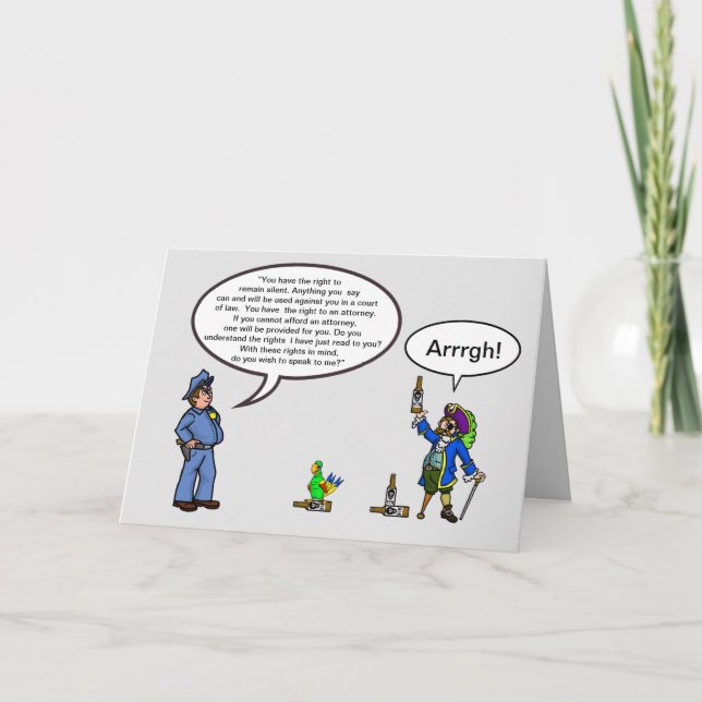 Funny Pirate and Policeman Greeting Card (Front)