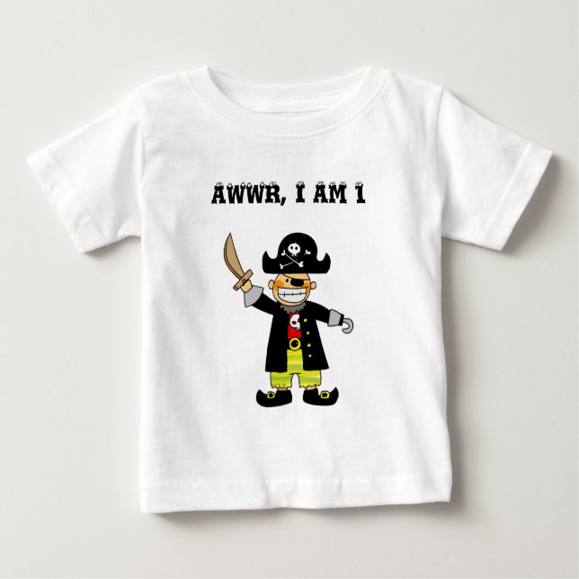 Funny Pirate Birthday Age 1 Design   Baby T-Shirt (Front)