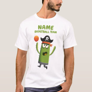Funny Pirate Cactus Basketball Team Customisable T-Shirt