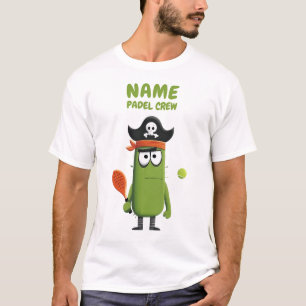 Funny Pirate Cactus Padel Crew   Custom Sports Tee