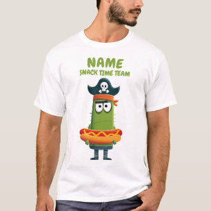Funny Pirate Cactus Snack Time Team   Customizable T-Shirt