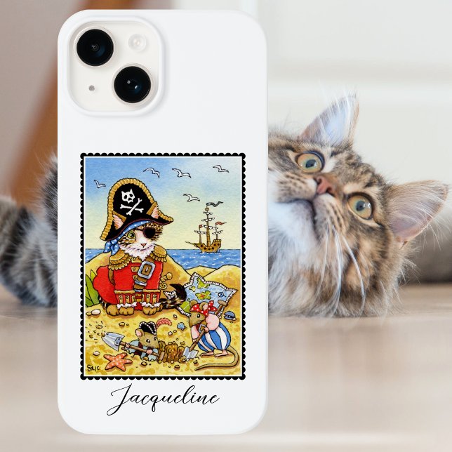 Funny Pirate Cat Mouse Custom Name iPhone Case (Creator Uploaded)