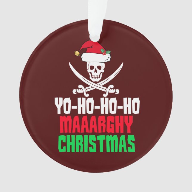 Funny Pirate Christmas Pun Yo Ho Ho Ho Ornament (Front)