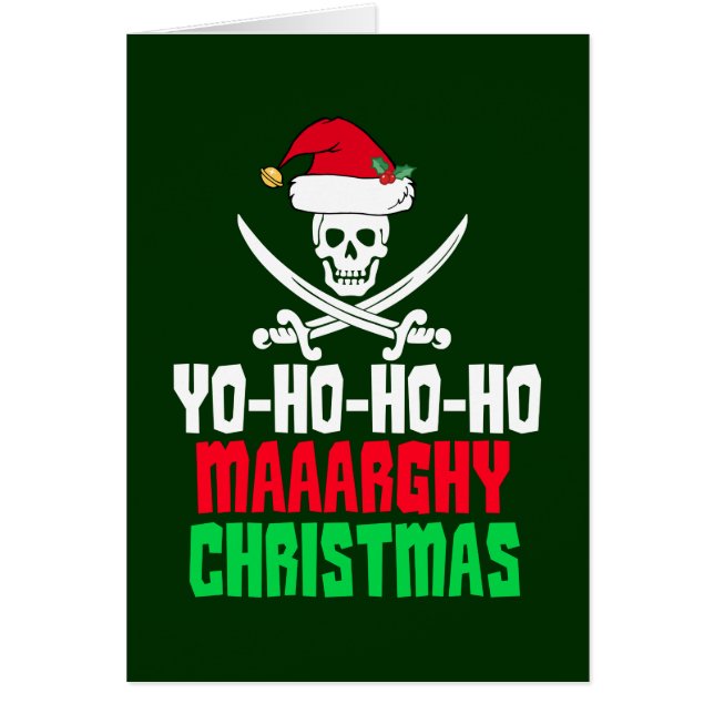 Funny Pirate Christmas Pun Yo Ho Ho Holiday Card (Front)